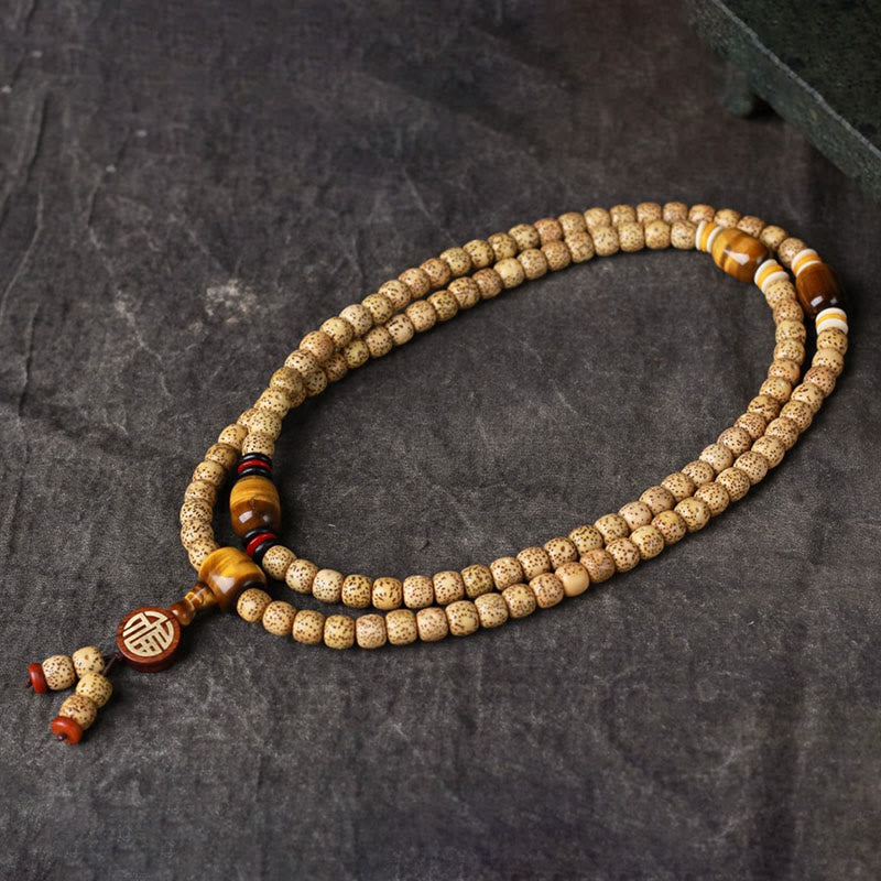 Buddha Stones 108 Mala Koraliki Bodhi Nasiona Tygrysie Oko Fu Charakter Bransoletka Pokoju