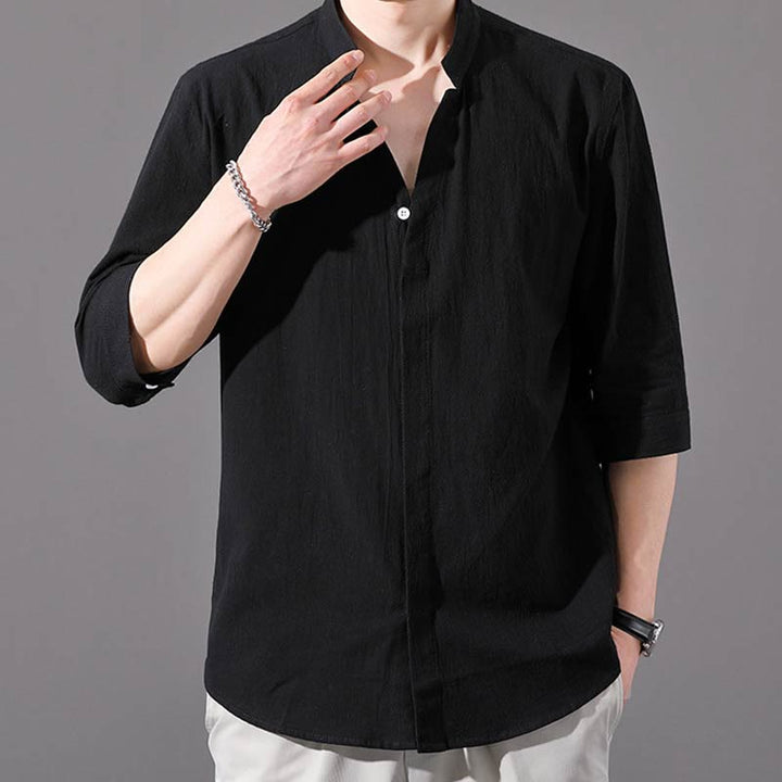 Koszula męska z krótkim rękawem i bawełny z guzikami Buddha Stones Summer - image 10