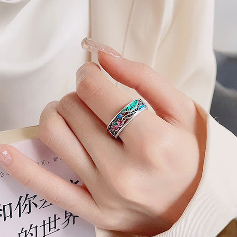 Pierścionek Buddha Stones ze srebra próby 925 z motywem ryby Koi i lotosu, szczęścia i wszystkiego, co dobre - image 11