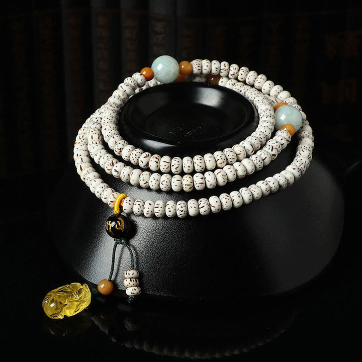 Bransoletka z bursztynu i agatu z Buddha Stones Tybetańskie nasiona Bodhi