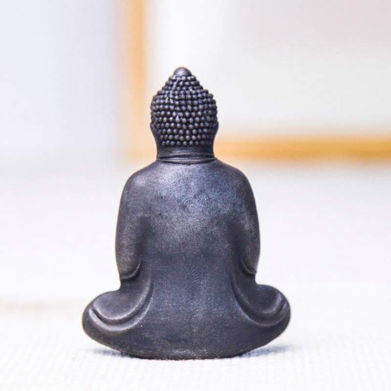 Buddha Stones Tybetański Medytujący Budda Żelazo Proszek Rdza Odlew Żywicy Statua Spokój Dekoracja - image 20