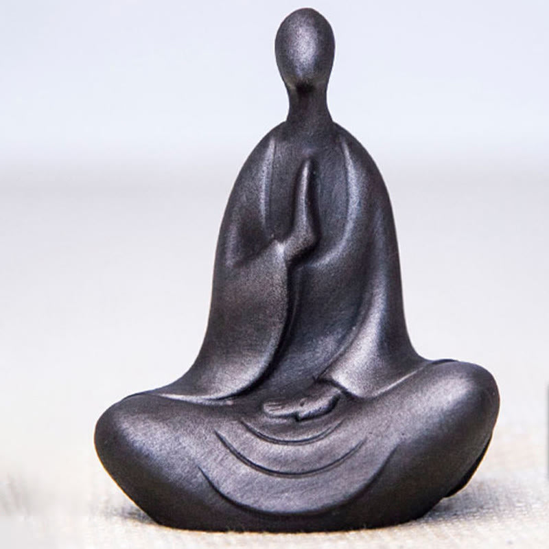 Buddha Stones Tybetański Budda Żelazo Proszek Rdza Odlew Żywicy Statuetka Dekoracja Biurka - Budda Medytacyjny 7,3*9 cm - Wersja polerowana - image 6