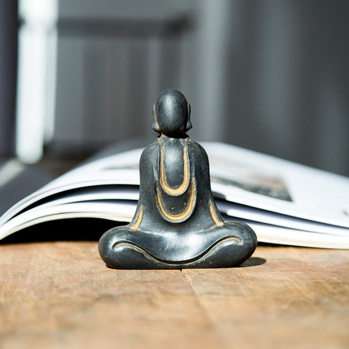 Buddha Stones Tybetański Budda Żelazo Proszek Rdza Odlew Żywicy Statuetka Dekoracja Biurka - Budda 10*8,5*2,6 cm - Wersja Rust - image 11