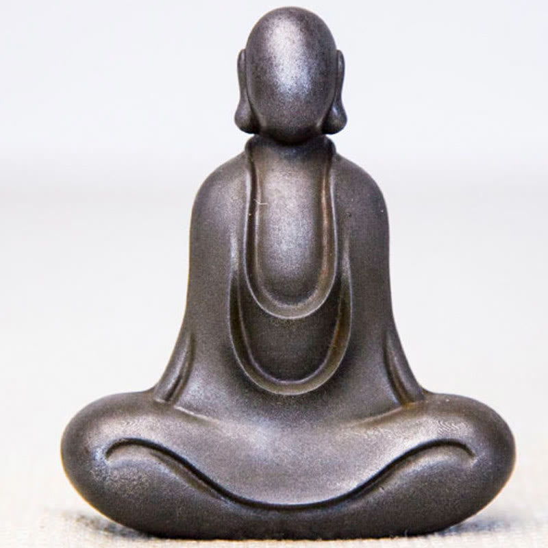 Buddha Stones Tybetański Budda Żelazo Proszek Rdza Odlew Żywicy Statuetka Dekoracja Biurka - Budda 10*8,5*2,6 cm - Wersja polerowana - image 21