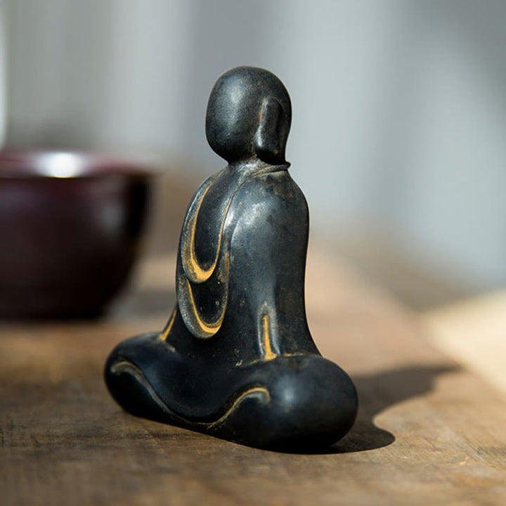 Buddha Stones Tybetański Budda Żelazo Proszek Rdza Odlew Żywicy Statuetka Dekoracja Biurka