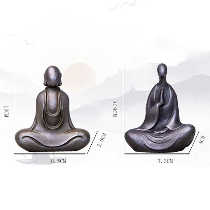 Buddha Stones Tybetański Budda Żelazo Proszek Rdza Odlew Żywicy Statuetka Dekoracja Biurka - image 29
