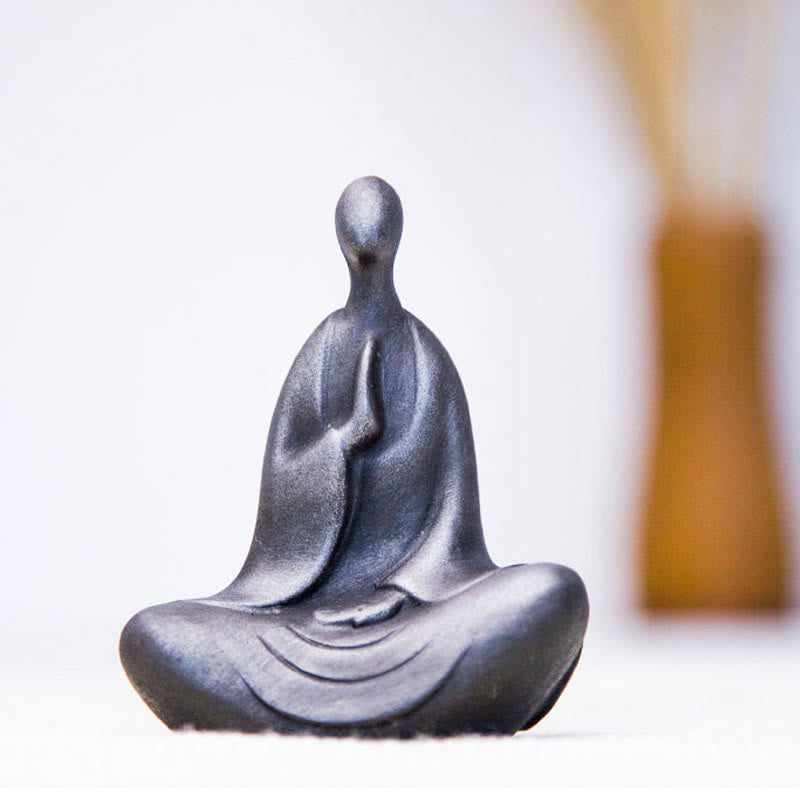 Buddha Stones Tybetański Budda Żelazo Proszek Rdza Odlew Żywicy Statuetka Dekoracja Biurka