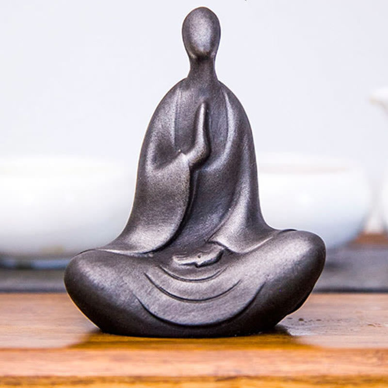 Buddha Stones Tybetański Budda Żelazo Proszek Rdza Odlew Żywicy Statuetka Dekoracja Biurka - image 7