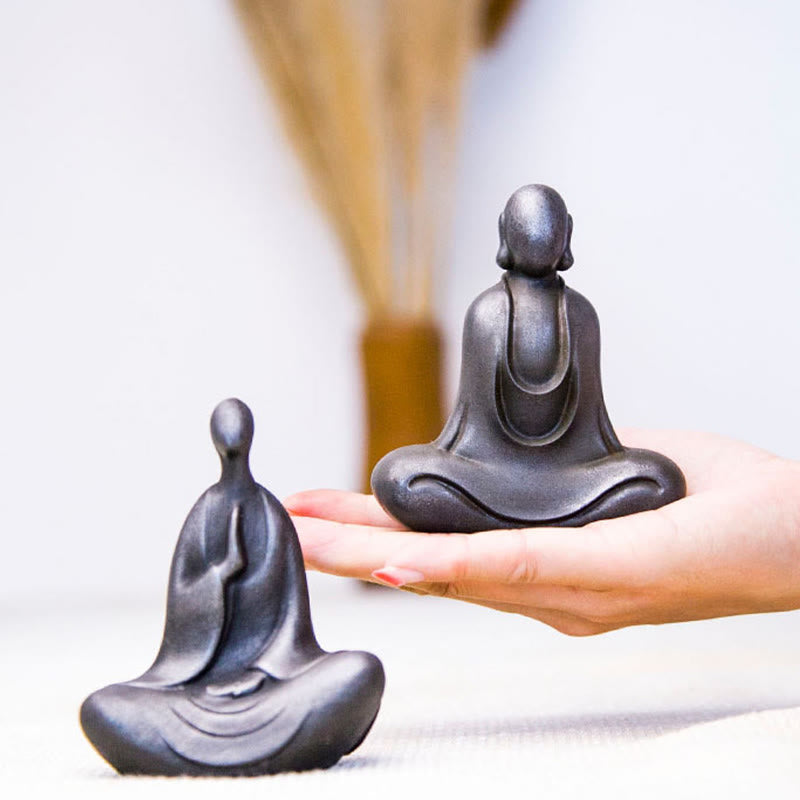 Buddha Stones Tybetański Budda Żelazo Proszek Rdza Odlew Żywicy Statuetka Dekoracja Biurka - image 30
