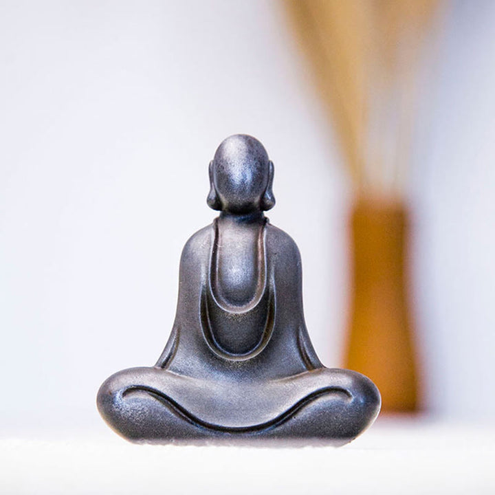 Buddha Stones Tybetański Budda Żelazo Proszek Rdza Odlew Żywicy Statuetka Dekoracja Biurka - image 25