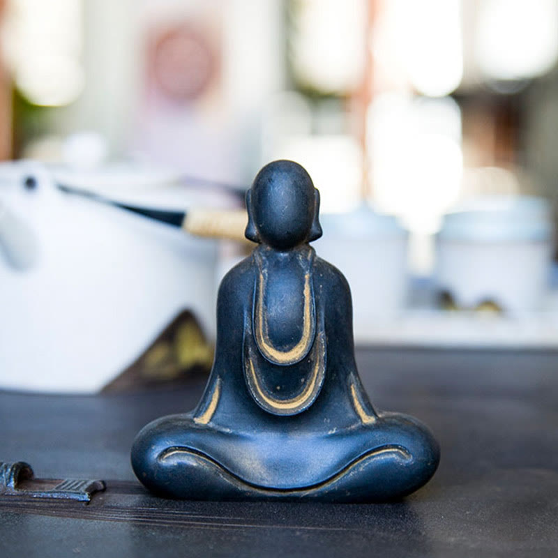 Buddha Stones Tybetański Budda Żelazo Proszek Rdza Odlew Żywicy Statuetka Dekoracja Biurka