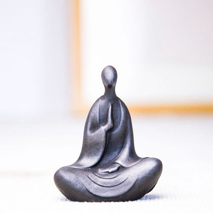 Buddha Stones Tybetański Budda Żelazo Proszek Rdza Odlew Żywicy Statuetka Dekoracja Biurka