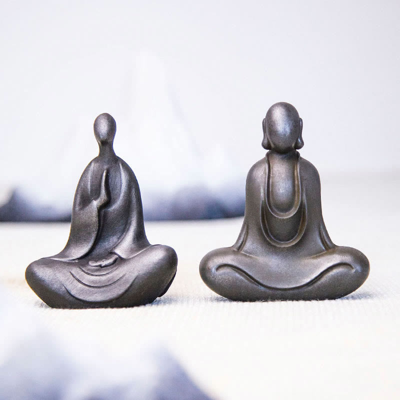 Buddha Stones Tybetański Budda Żelazo Proszek Rdza Odlew Żywicy Statuetka Dekoracja Biurka - image 31