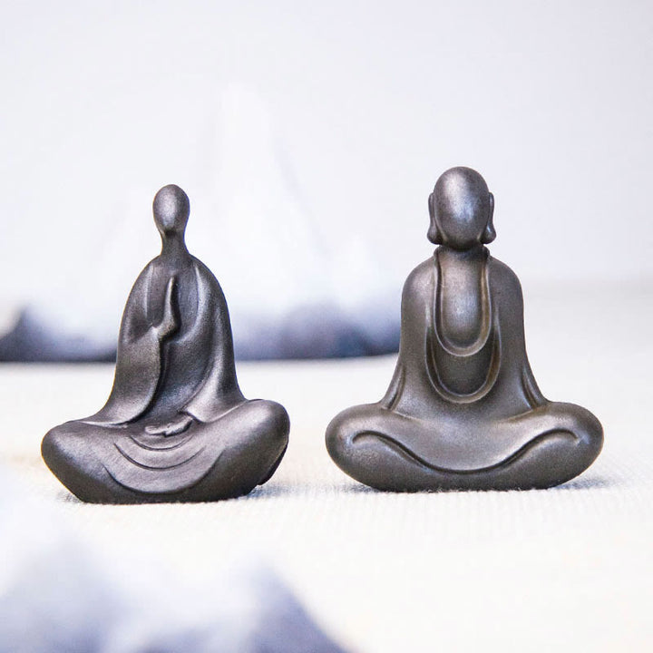 Buddha Stones Tybetański Budda Żelazo Proszek Rdza Odlew Żywicy Statuetka Dekoracja Biurka - image 31