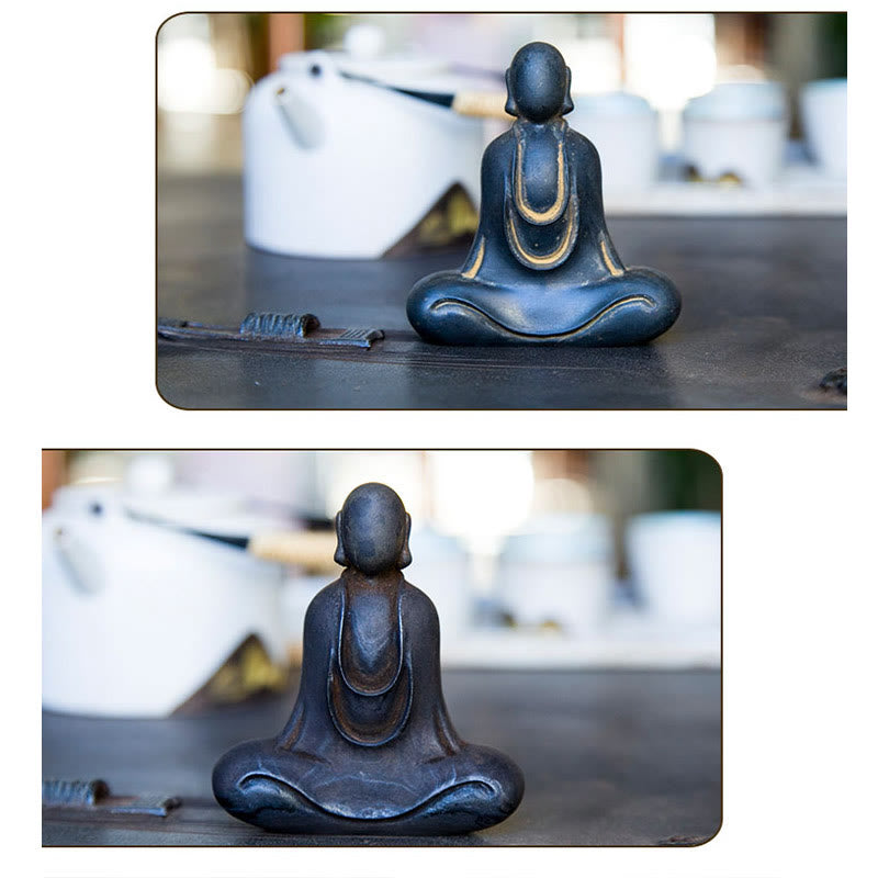 Buddha Stones Tybetański Budda Żelazo Proszek Rdza Odlew Żywicy Statuetka Dekoracja Biurka - image 20