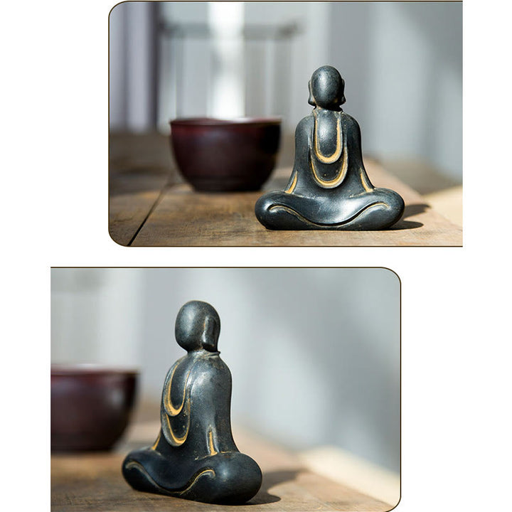 Buddha Stones Tybetański Budda Żelazo Proszek Rdza Odlew Żywicy Statuetka Dekoracja Biurka - image 19