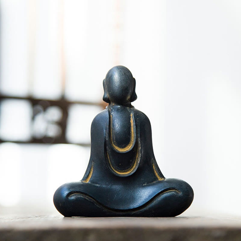 Buddha Stones Tybetański Budda Żelazo Proszek Rdza Odlew Żywicy Statuetka Dekoracja Biurka - image 12