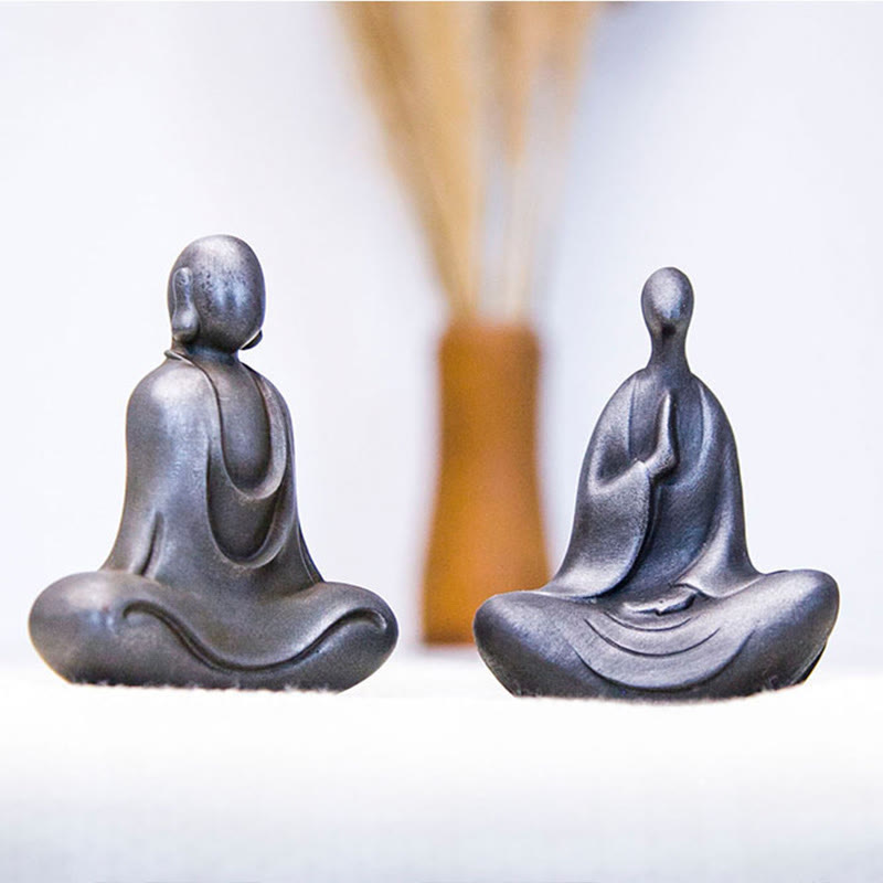 Buddha Stones Tybetański Budda Żelazo Proszek Rdza Odlew Żywicy Statuetka Dekoracja Biurka - image 32