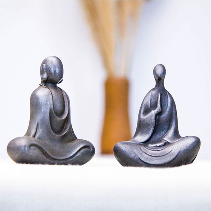 Buddha Stones Tybetański Budda Żelazo Proszek Rdza Odlew Żywicy Statuetka Dekoracja Biurka - image 32