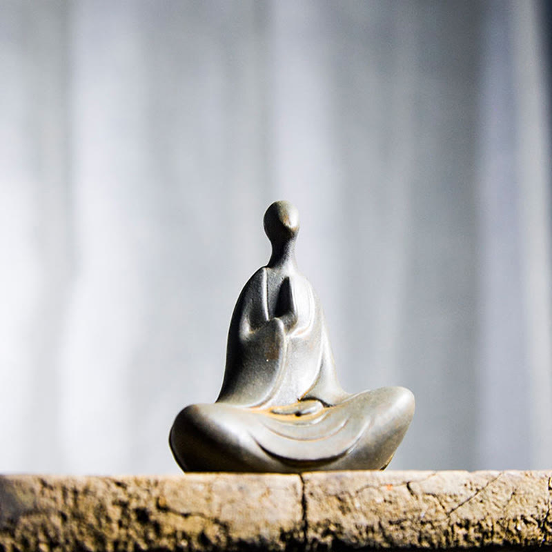 Buddha Stones Tybetański Budda Żelazo Proszek Rdza Odlew Żywicy Statuetka Dekoracja Biurka - image 3