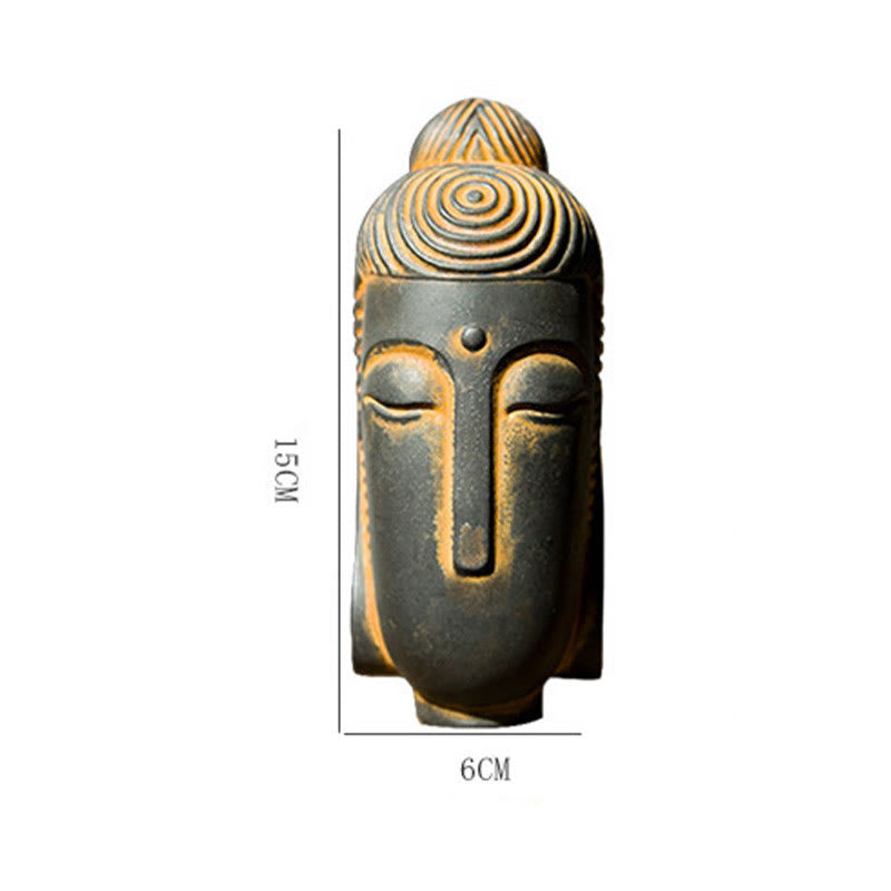 Buddha Stones Zamknięte Oczy Medytujący Budda Żelazo Proszek Rdza Odlew Żywicy Statua Dekoracja Domu - image 12