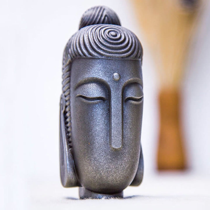 Buddha Stones Zamknięte Oczy Medytujący Budda Żelazo Proszek Rdza Odlew Żywicy Statua Dekoracja Domu - image 20