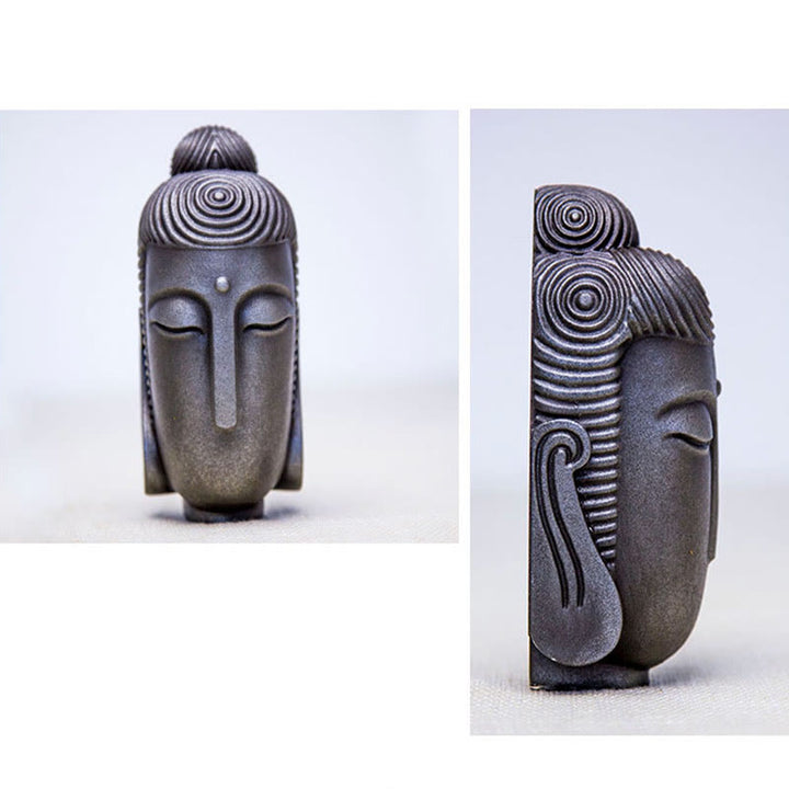Buddha Stones Zamknięte Oczy Medytujący Budda Żelazo Proszek Rdza Odlew Żywicy Statua Dekoracja Domu - image 24
