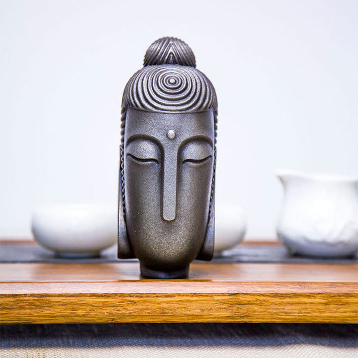 Buddha Stones Zamknięte Oczy Medytujący Budda Żelazo Proszek Rdza Odlew Żywicy Statua Dekoracja Domu