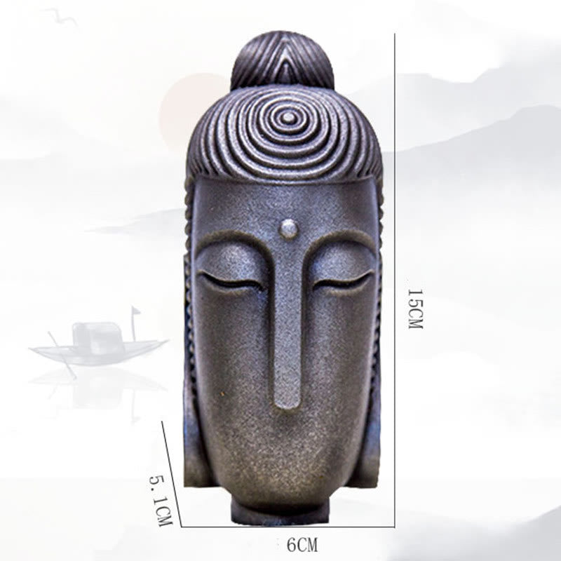 Buddha Stones Zamknięte Oczy Medytujący Budda Żelazo Proszek Rdza Odlew Żywicy Statua Dekoracja Domu - image 25
