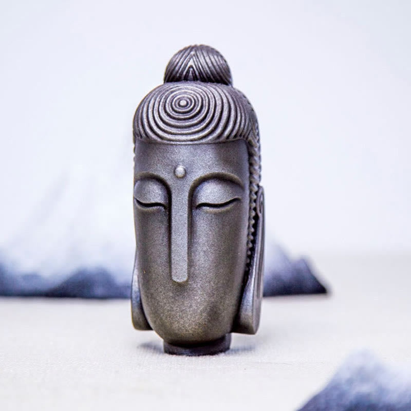 Buddha Stones Zamknięte Oczy Medytujący Budda Żelazo Proszek Rdza Odlew Żywicy Statua Dekoracja Domu - image 21