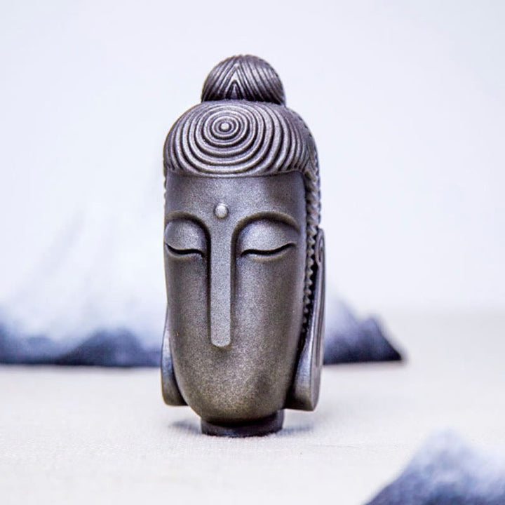 Buddha Stones Zamknięte Oczy Medytujący Budda Żelazo Proszek Rdza Odlew Żywicy Statua Dekoracja Domu - image 21