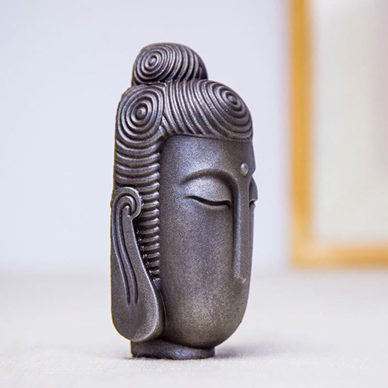 Buddha Stones Zamknięte Oczy Medytujący Budda Żelazo Proszek Rdza Odlew Żywicy Statua Dekoracja Domu - image 14