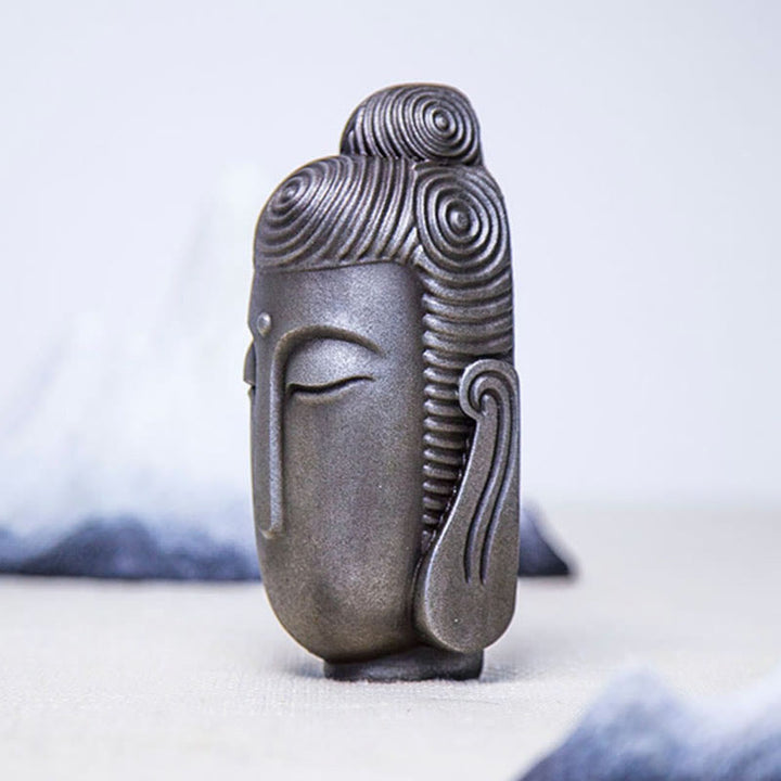 Buddha Stones Zamknięte Oczy Medytujący Budda Żelazo Proszek Rdza Odlew Żywicy Statua Dekoracja Domu - image 15
