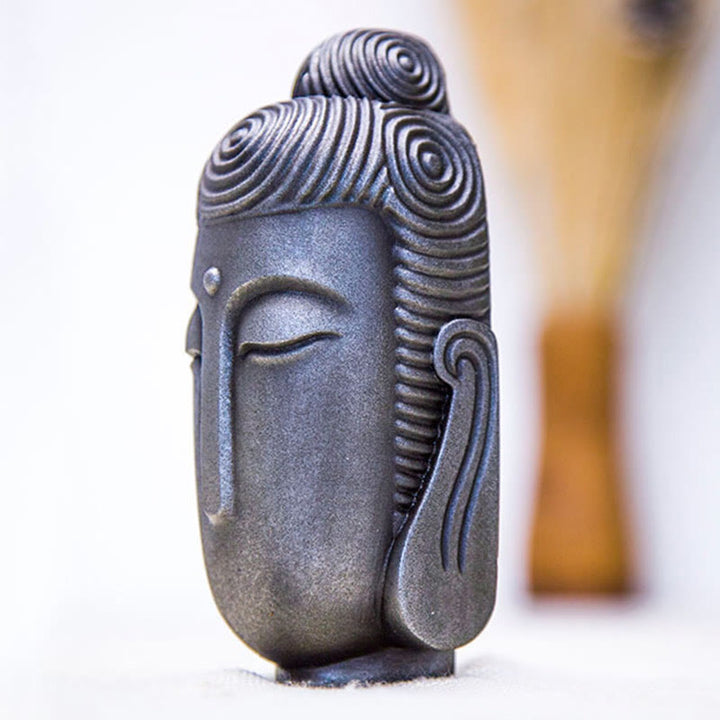 Buddha Stones Zamknięte Oczy Medytujący Budda Żelazo Proszek Rdza Odlew Żywicy Statua Dekoracja Domu - image 23