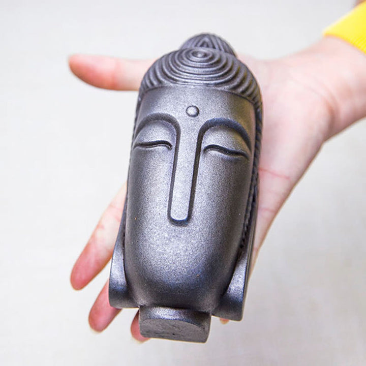 Buddha Stones Zamknięte Oczy Medytujący Budda Żelazo Proszek Rdza Odlew Żywicy Statua Dekoracja Domu - image 17