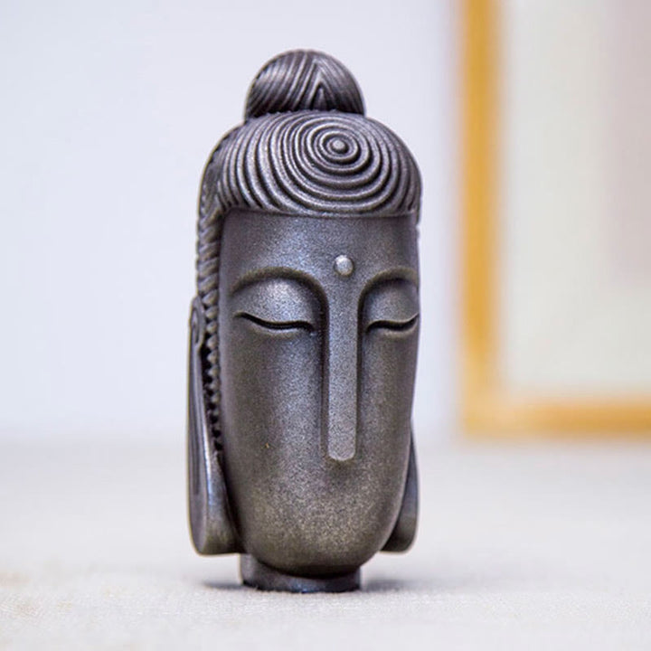 Buddha Stones Zamknięte Oczy Medytujący Budda Żelazo Proszek Rdza Odlew Żywicy Statua Dekoracja Domu - image 18