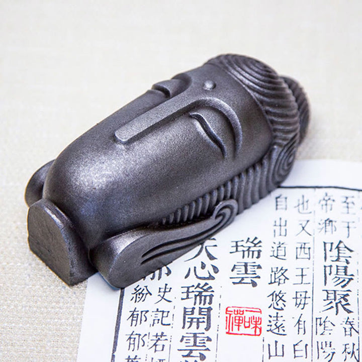 Buddha Stones Zamknięte Oczy Medytujący Budda Żelazo Proszek Rdza Odlew Żywicy Statua Dekoracja Domu - image 16