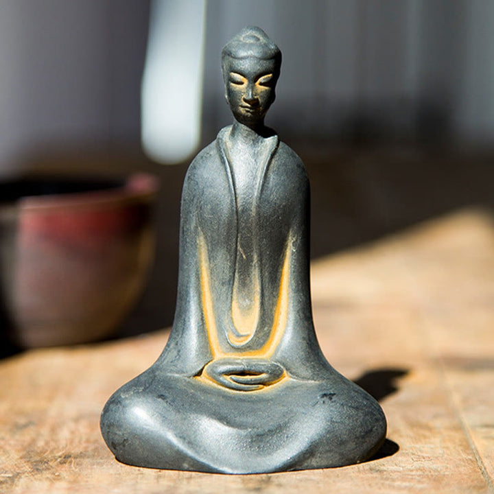 Buddha Stones Ręcznie Budda Siakjamuni Żelazo Proszek Rdza Odlew Żywicy Statua Dekoracja Domu