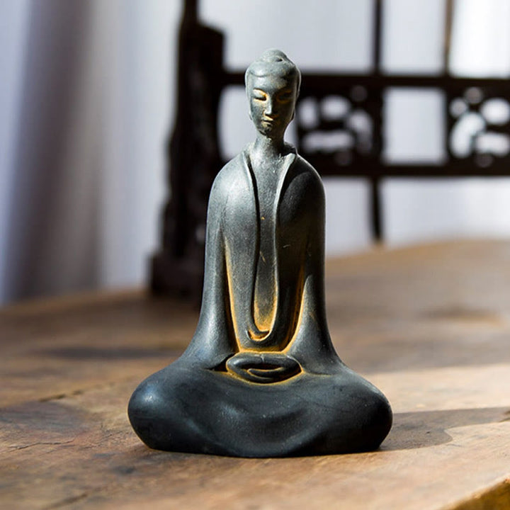 Buddha Stones Ręcznie Budda Siakjamuni Żelazo Proszek Rdza Odlew Żywicy Statua Dekoracja Domu - image 6