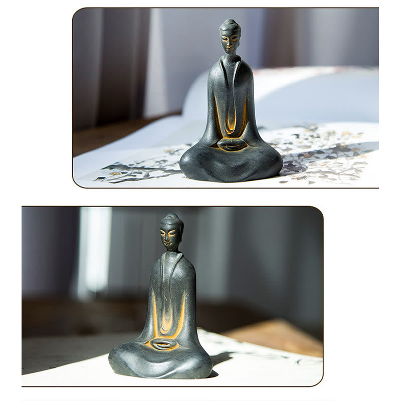 Buddha Stones Ręcznie Budda Siakjamuni Żelazo Proszek Rdza Odlew Żywicy Statua Dekoracja Domu