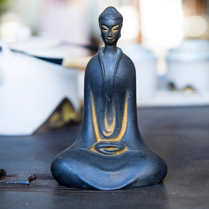 Buddha Stones Ręcznie Budda Siakjamuni Żelazo Proszek Rdza Odlew Żywicy Statua Dekoracja Domu