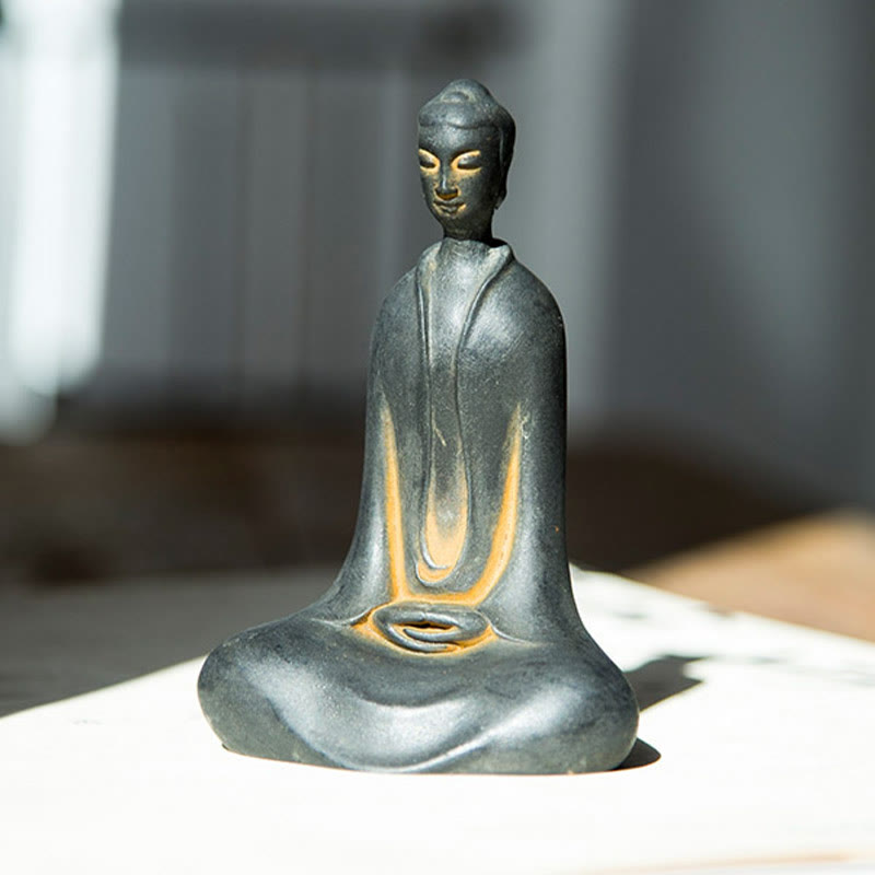 Buddha Stones Ręcznie Budda Siakjamuni Żelazo Proszek Rdza Odlew Żywicy Statua Dekoracja Domu