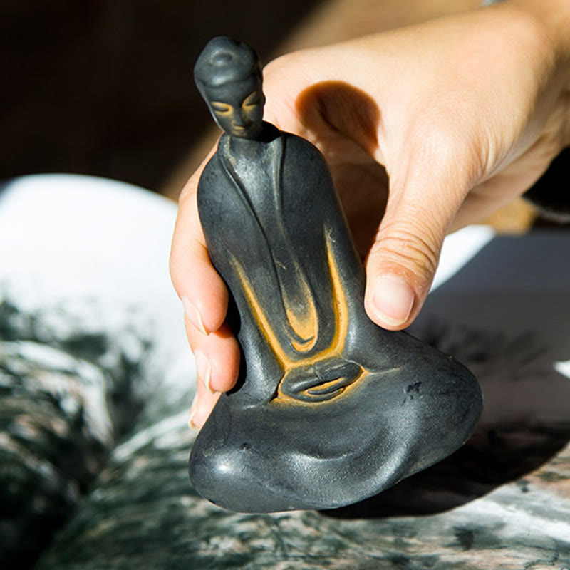 Buddha Stones Ręcznie Budda Siakjamuni Żelazo Proszek Rdza Odlew Żywicy Statua Dekoracja Domu - image 3