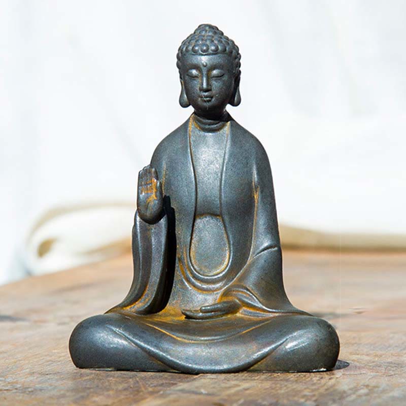 Buddha Stones Ręcznie robione Medytacja Budda Siakjamuni Żelazo Proszek Rdza Odlew Żywicy Dekoracja Statuy