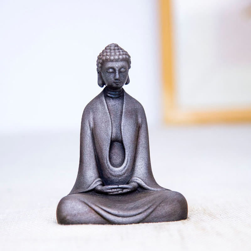 Buddha Stones Ręcznie robione Medytacja Budda Siakjamuni Żelazo Proszek Rdza Odlew Żywicy Dekoracja Statuy