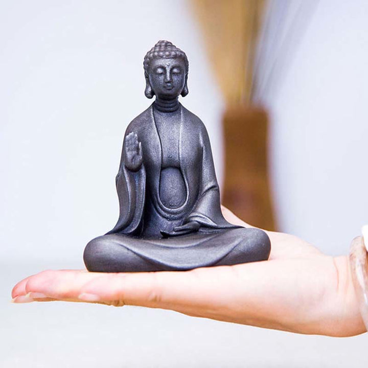 Buddha Stones Ręcznie robione Medytacja Budda Siakjamuni Żelazo Proszek Rdza Odlew Żywicy Dekoracja Statuy
