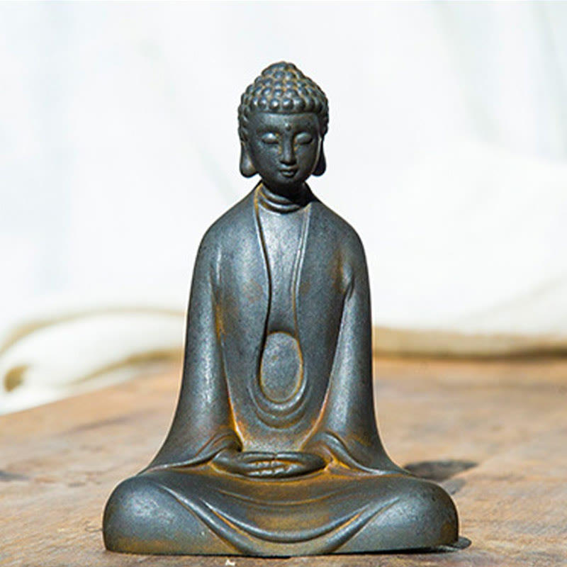 Buddha Stones Ręcznie robione Medytacja Budda Siakjamuni Żelazo Proszek Rdza Odlew Żywicy Dekoracja Statuy