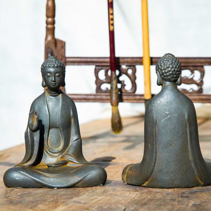 Buddha Stones Ręcznie robione Medytacja Budda Siakjamuni Żelazo Proszek Rdza Odlew Żywicy Dekoracja Statuy