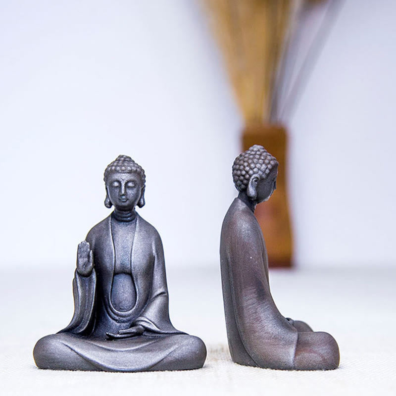 Buddha Stones Ręcznie robione Medytacja Budda Siakjamuni Żelazo Proszek Rdza Odlew Żywicy Dekoracja Statuy