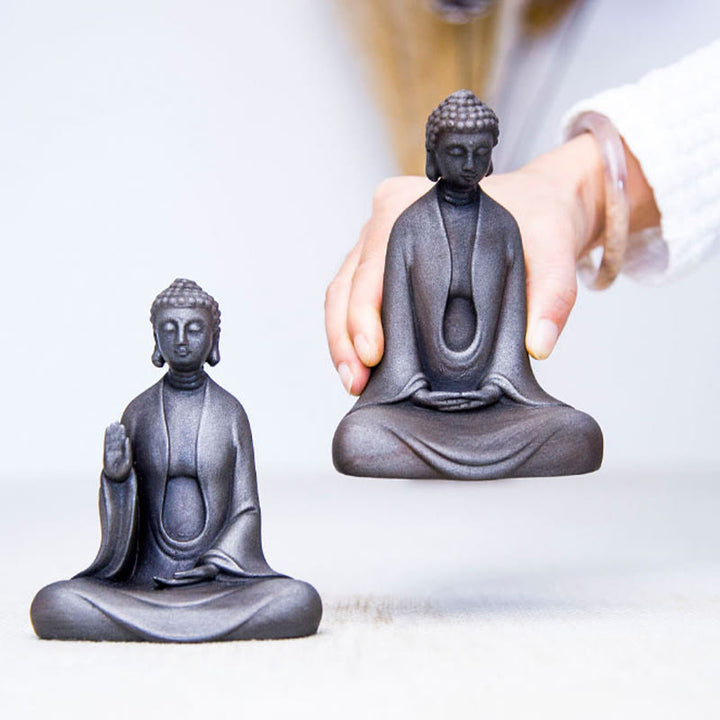 Buddha Stones Ręcznie robione Medytacja Budda Siakjamuni Żelazo Proszek Rdza Odlew Żywicy Dekoracja Statuy